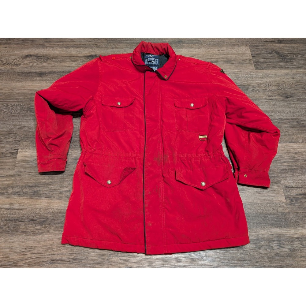 Ralph Lauren H2OFF Red Field Jacket  Medium Water Resistant Cargo Coat No Hood